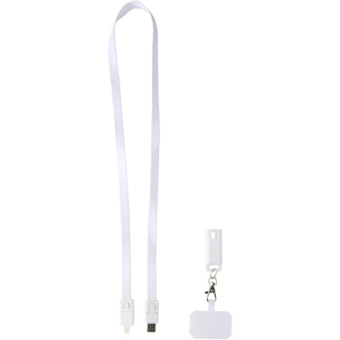 Logotrade business gifts photo of: Franz recycled plastic smartphone lanyard with built-in data sync and 65W fast charge 5-in-1 cable